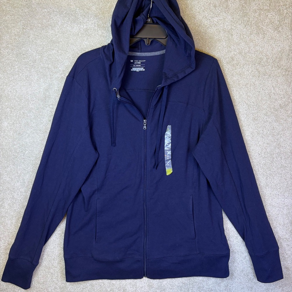 Tek Gear Hooded Jacket Women XL Navy Blue DryTek Full Zip Activewear Hoodie NWOT